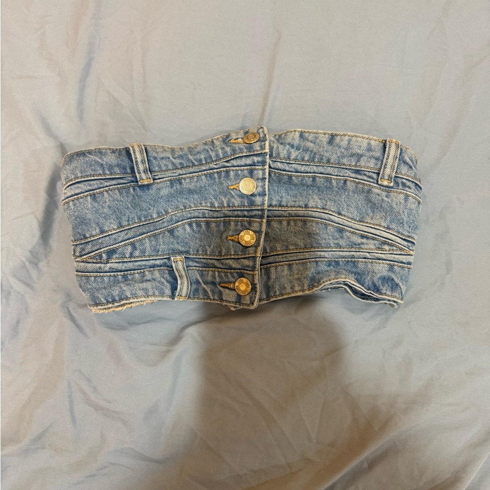 Zara Denim Bandeau Top